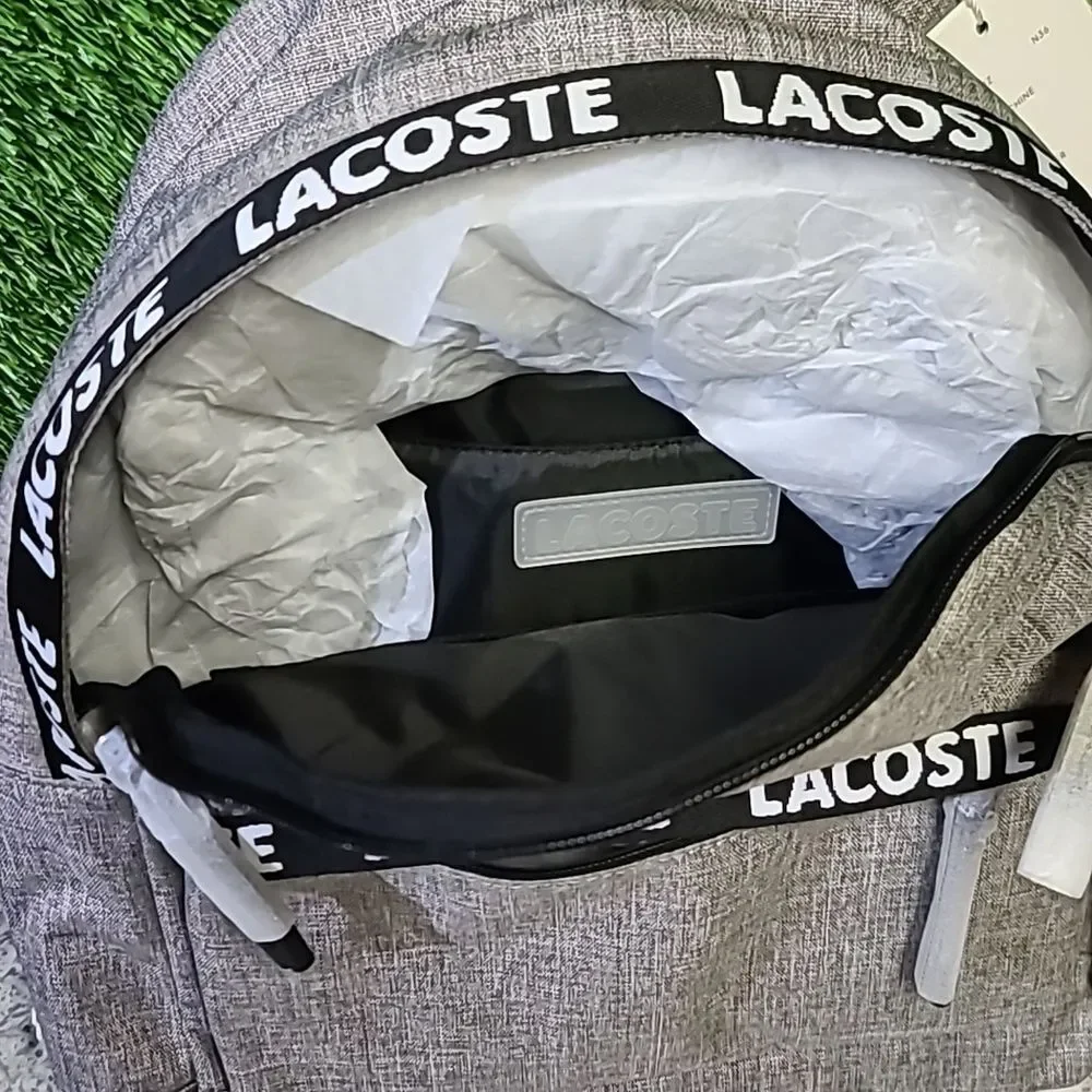 Lacoste Men's Neocroc Laptop Pocket Backpack, Tape Grey Chine